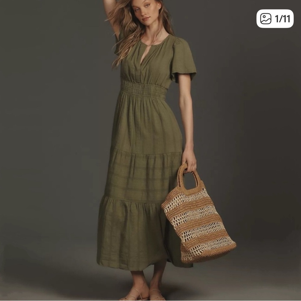 Anthropologie The Somerset Maxi Dress Green Small